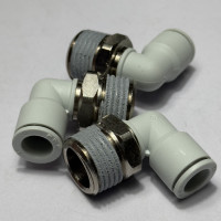 Đầu Nối Nhanh Khí Nén Cong Trắng Phi 10 mm Ren Ngoài 1/2