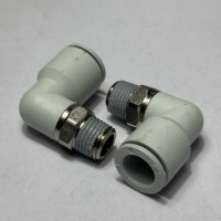 Đầu Nối Nhanh Khí Nén Cong Trắng Phi 12 mm Ren Ngoài 1/4