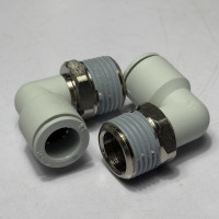 Đầu Nối Nhanh Khí Nén Cong Trắng Phi 12 mm Ren Ngoài 1/2