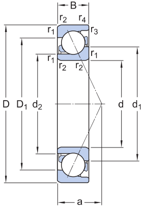 Vòng Bi Tiếp Xúc Góc Một Dãy SKF 7310 ACCBM_drawing