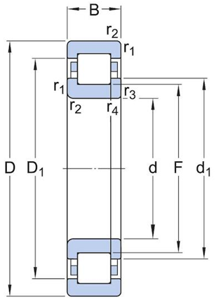 Vòng Bi Đũa Trụ 1 Dãy SKF NUP 2228 ECML/C3_drawing