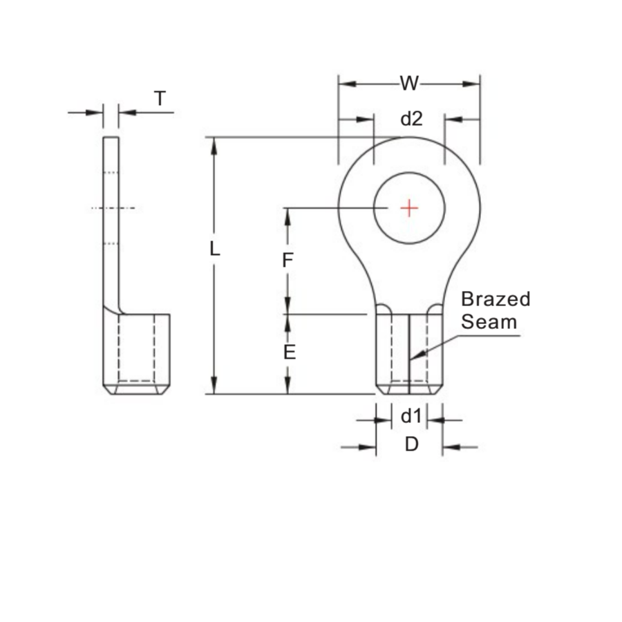Cosse Tròn Trần 150mm KST RNB150-18_drawing