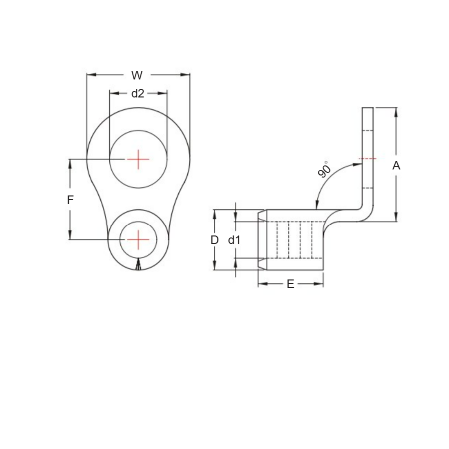 Cosse Tròn Trần325mm 90 Dộ KST RNB325-27-90D_drawing