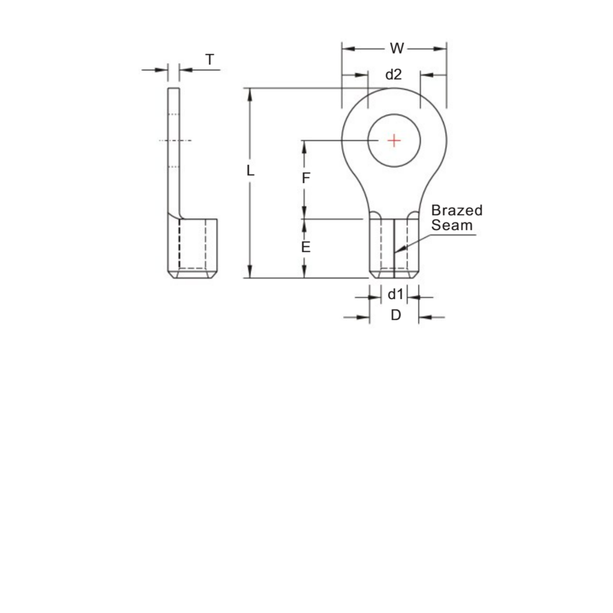 Cosse Tròn Trần 14mm2 KST RNBSS14-6_drawing