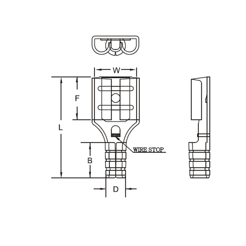 Đầu Cosse Ghim Cái Cách Điện 0.5-1.5mm KST FDN1-110(5)_drawing