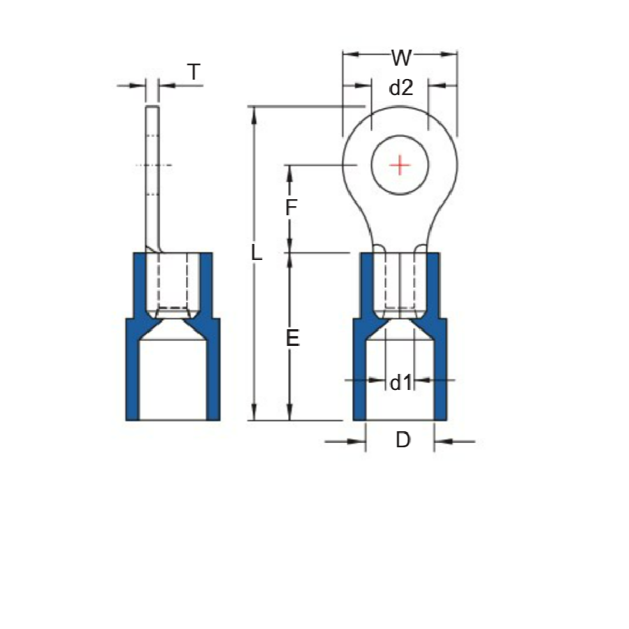 Đầu Cosse Tròn Cách Điện 4-6mm2 KST RNYB5-5_drawing
