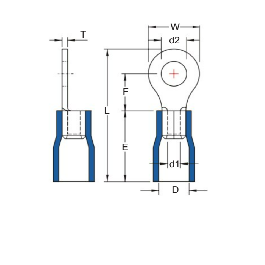 Cosse Tròn Bọc Nhựa 0.5-1.5mm KST RVB1-5_drawing