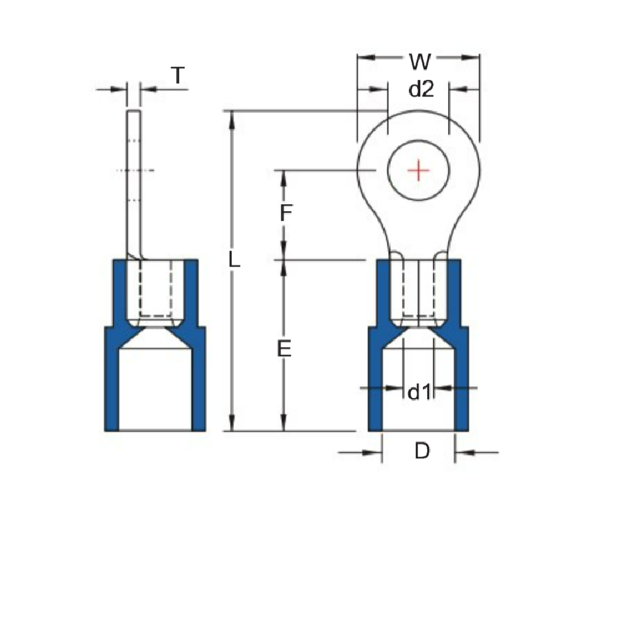 Cosse Tròn Bọc Nhựa 1.5-2.5 mm2 KST RVY2-10_drawing
