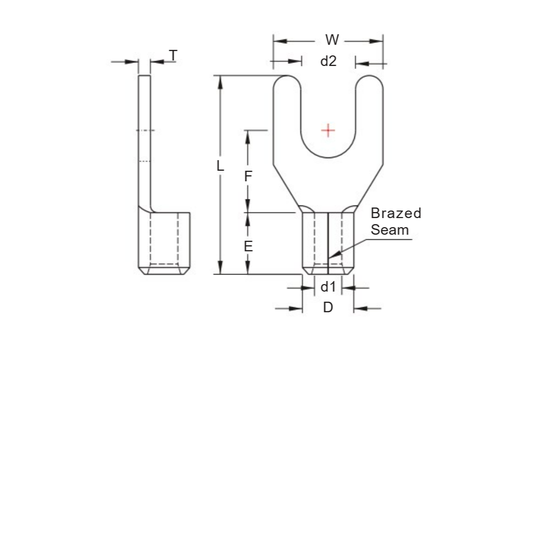 Đầu Cosse Chĩa Chữ Y Trần 2.5-4mm KST SNB3-6_drawing