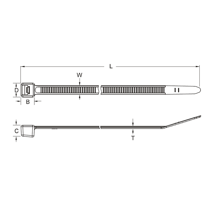 Dây Rút Bằng Nhựa Loại 160 X 4.8 mm KST K-160SD_drawing