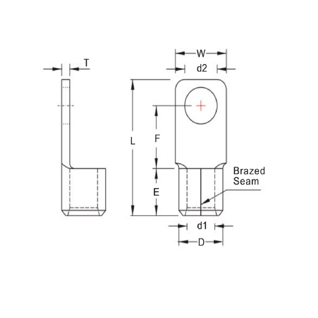 Cosse Vuông Trần 100mm2 KST SQNBS100-12_drawing