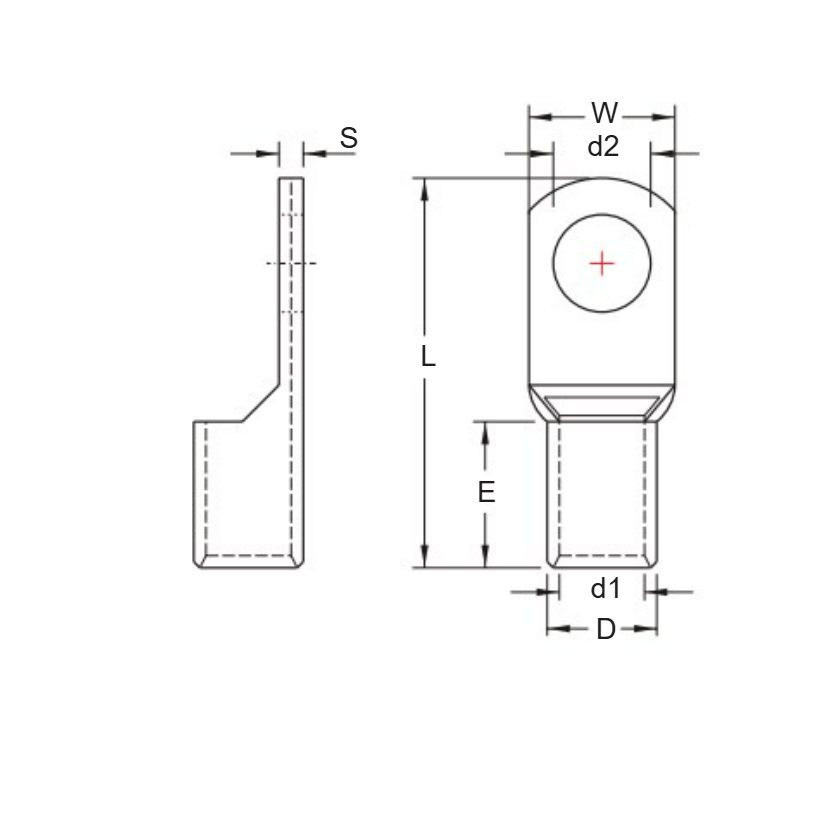 Đầu Cosse Đồng Trần 10mm KST TL10-5_drawing