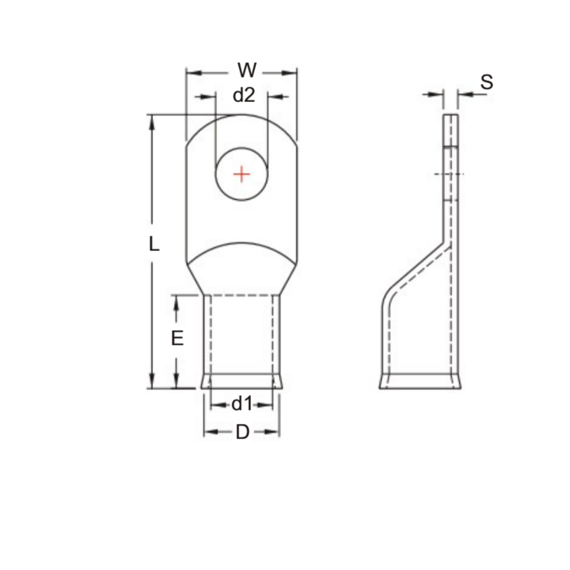 Đầu Cosse Đồng Trần 120 mm2 KST TLAF120-10_drawing