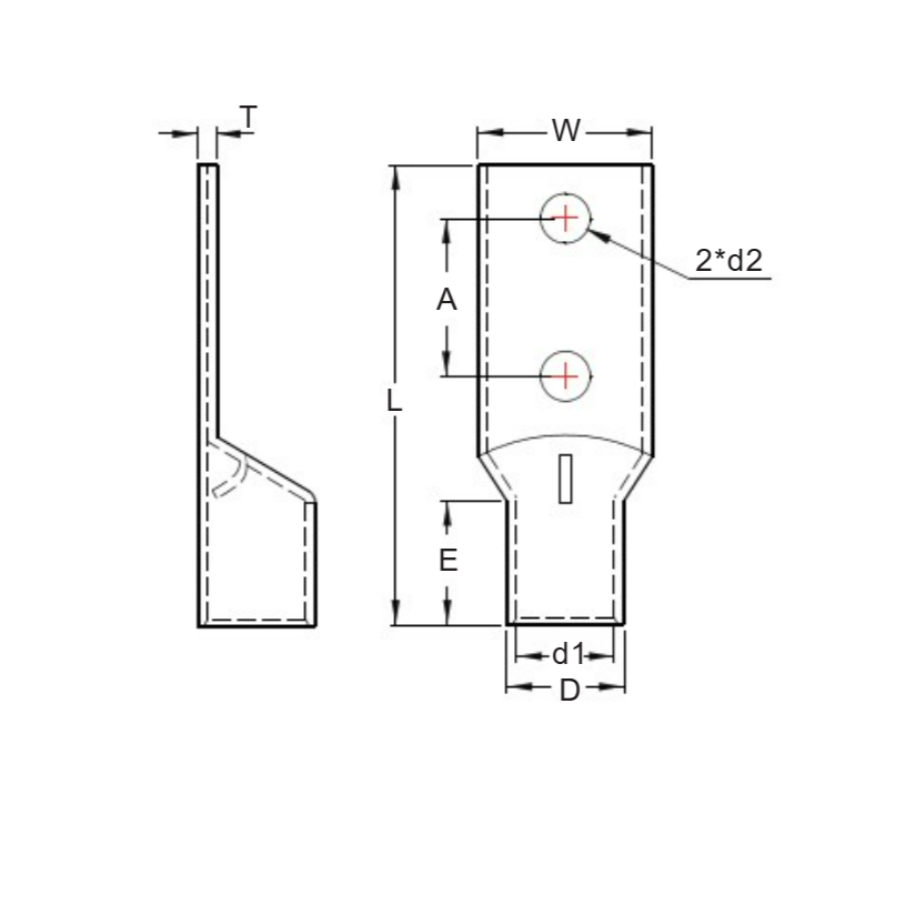 Đầu Cosse Đồng Trần 500 mm2 KST TLAPH500-2A12_drawing