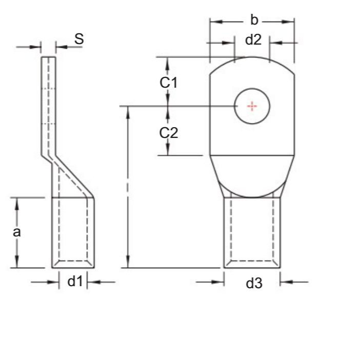 Đầu Cosse Đồng Trần 300mm2 KST TLK300-12_drawing