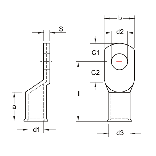 Đầu Cosse Đồng 25 mm2 KST TLKF25-8_drawing