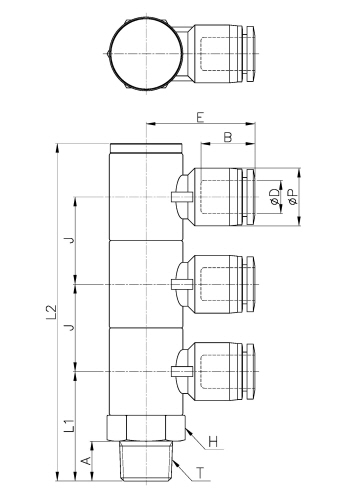 Đầu Nối Khí Chia 3 CDC PHL08-04(3)_drawing