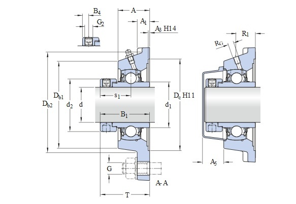 Gối Đỡ Vòng Bi Mặt Bích Vuông SKF FY 40 WF_drawing