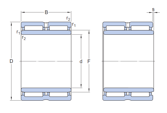 Vòng Bi Kim 2 Dãy 75x105x54mm SKF NA 6915/S3VS001_drawing