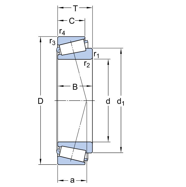 Vòng Bi Đũa Côn Một Dãy 50×100×29.25 mm SKF 32210/VA021_drawing