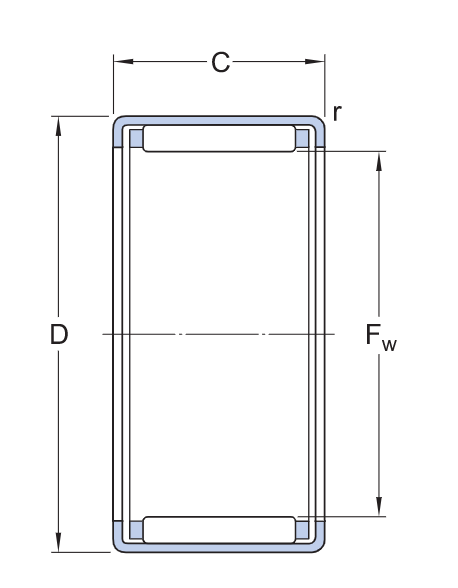 Vòng Bi Kim Vỏ Dập Loại Hở 12x16x10mm SKF HK 1210 E_drawing