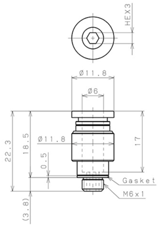 Đầu Nối Nhanh Khí Nén Thẳng Phi 6mm Ren Ngoài M6 Pisco POC6-M6_drawing