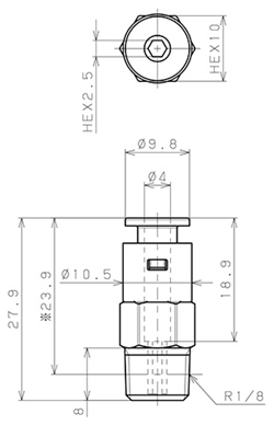 Đầu Nối Nhanh Khí Nén Dạng Thẳng Thân Lục Giác Ren Ngoài Pisco APC4-01-E_drawing