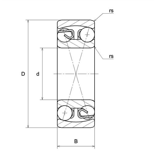 Vòng Bi Cầu Tự Lựa 20x47x14 NTN 1204S_drawing