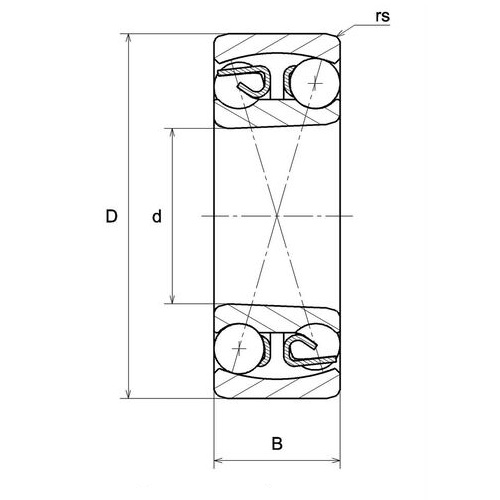 Vòng Bi Cầu Tự Lựa 30x62x20 NTN 2206S_drawing
