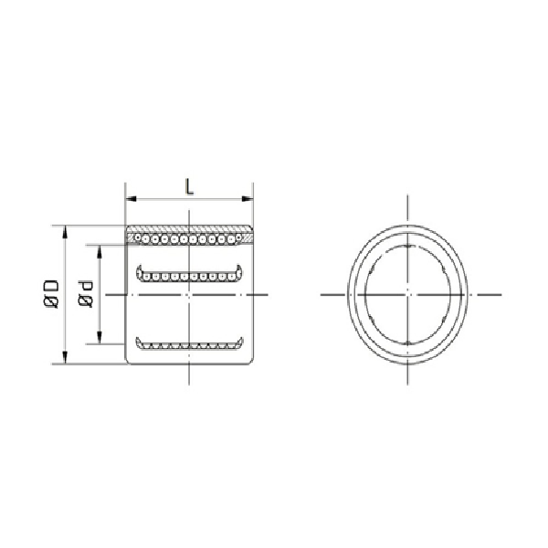 Vòng Bi Kim với Lồng Giữ 12x19x28 mm NTN KH1228_drawing