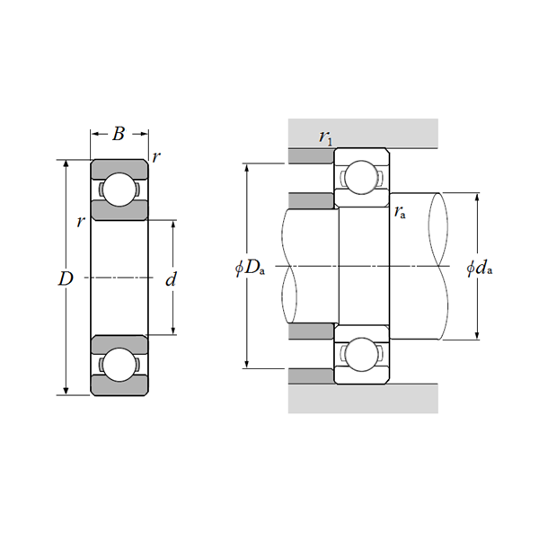 Vòng Bi Cầu Rãnh Sâu 1 Dãy 25x52x15 mm NTN TMB205Z/56CS15-2#01_drawing