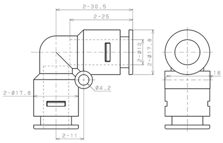Đầu Nối Nhanh Khí Nén Cong 90° Pisco APV10-E_drawing