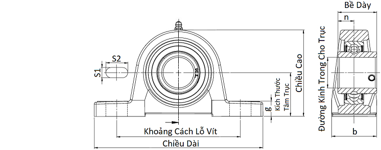 Gối Đỡ Vòng Bi UCP 205 Asahi Trục 25mm_drawing