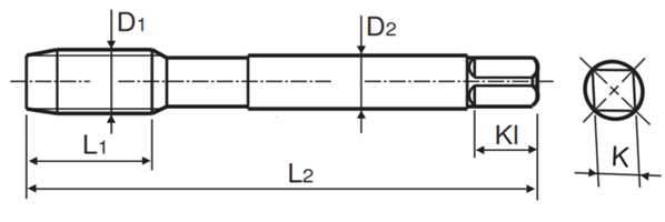 Mũi taro xoắn YG1 màu trắng HSS-EX M5 x 0.8_drawing