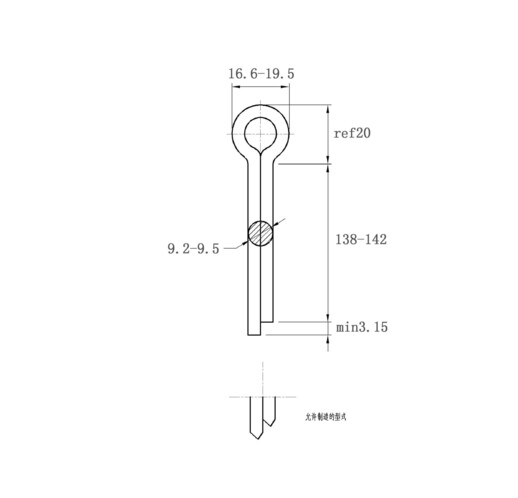 Chốt Chẻ GB91 Inox 304 D10x140 mm_drawing