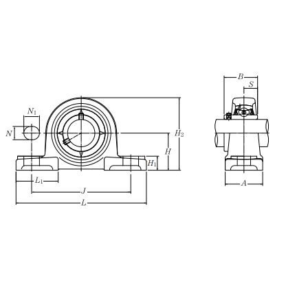 Vỏ Gối Đỡ d47 mm NTN P204D1_drawing