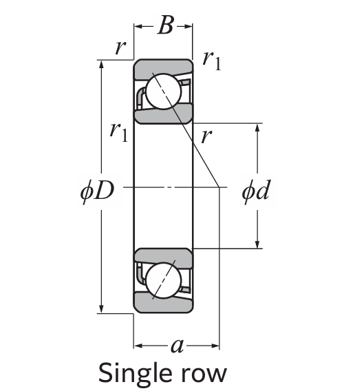 Vòng Bi Cầu Tiếp Xúc Góc 1 Dãy 25x52x15 mm NTN 7205_drawing