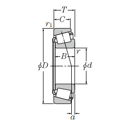 Vòng Bi Côn 1 Dãy 85x150x38.5 mm NTN 32217U_drawing