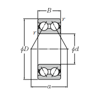 Vòng Bi Tiếp Xúc Góc 2 Dãy 30х62х23.8 mm NTN 3206S_drawing