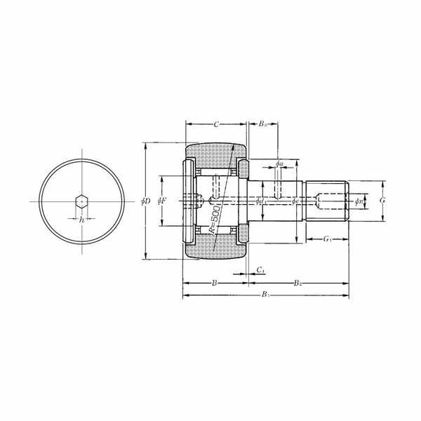 Vòng Bi Cam Dẫn Hướng D22mm Trục Vít M10x1 NTN KR22FLLH/3AS_drawing