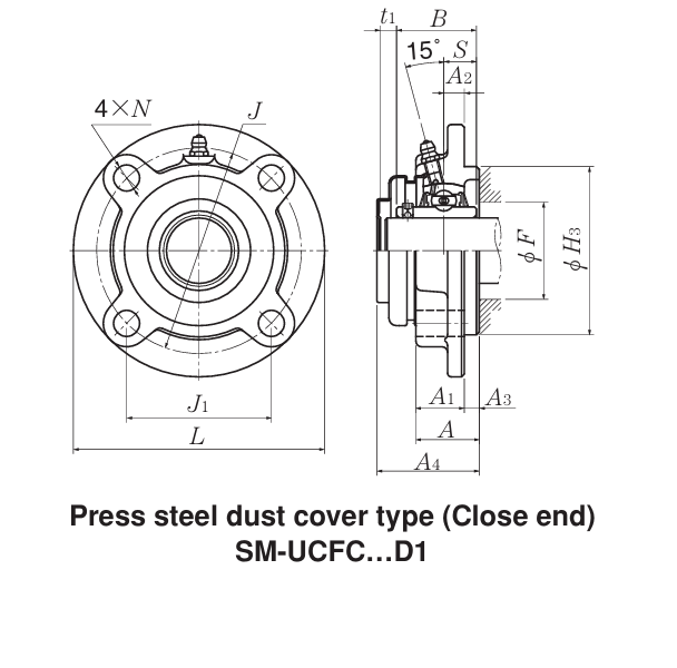 Vỏ Gối Đỡ Vòng Bi NTN SM-FC205D1_drawing