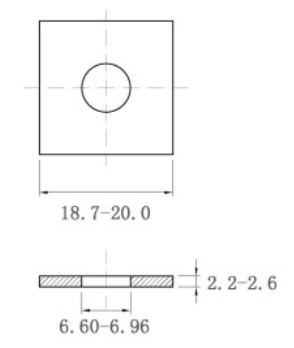 Lông Đền Vuông Inox 304 DIN436 M6_drawing