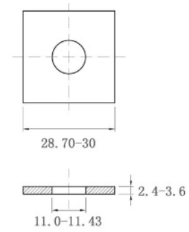 Lông Đền Vuông Inox 304 DIN436 M10_drawing