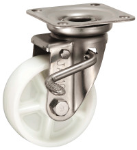 Bánh Xe Nylon Càng Inox Xoay Có Phanh D100 UKAI PBDJAB-100
