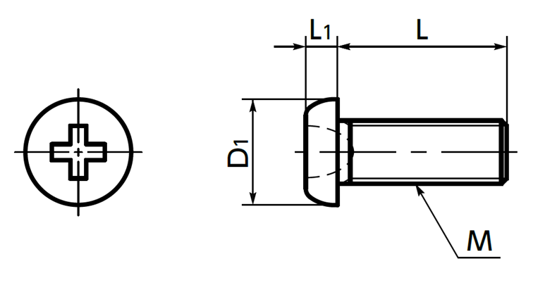 Bulong Pake Đầu Tròn Thép  Mạ Chrome TBZ  M1.4X3 NBK Dòng SNZ-TBZ_drawing