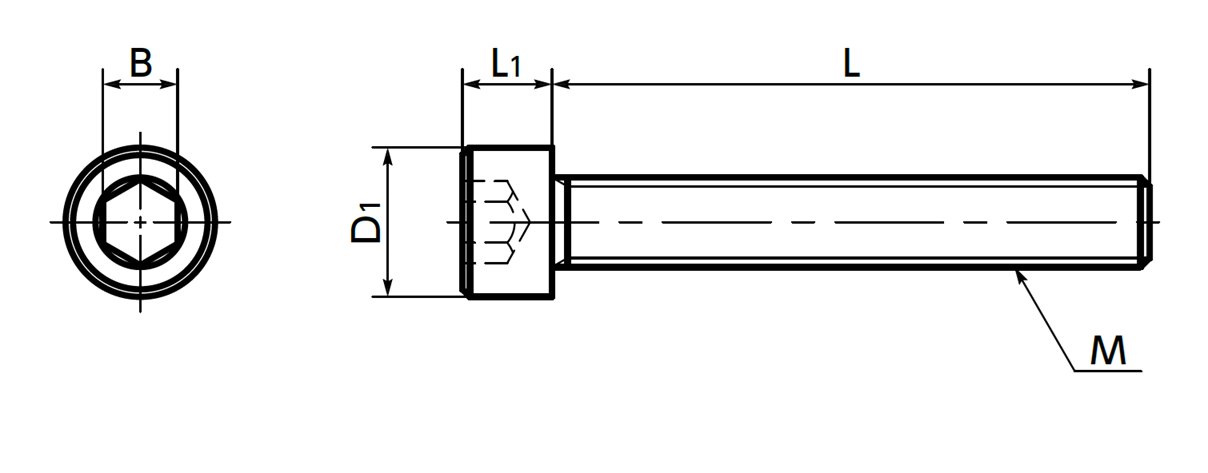 Lục Giác Chìm Ren Suốt Inox 304 M6x70 NBK Dòng SNSS-FT_drawing