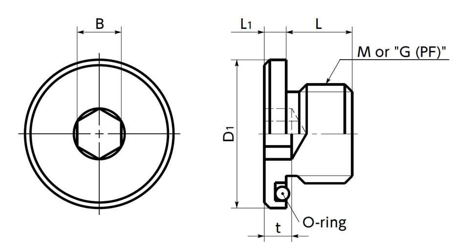 Ốc Nhét Nước Có Vành Thép SCM435 Mạ Đen Kèm O-Ring M20 NBK Dòng SFM_drawing