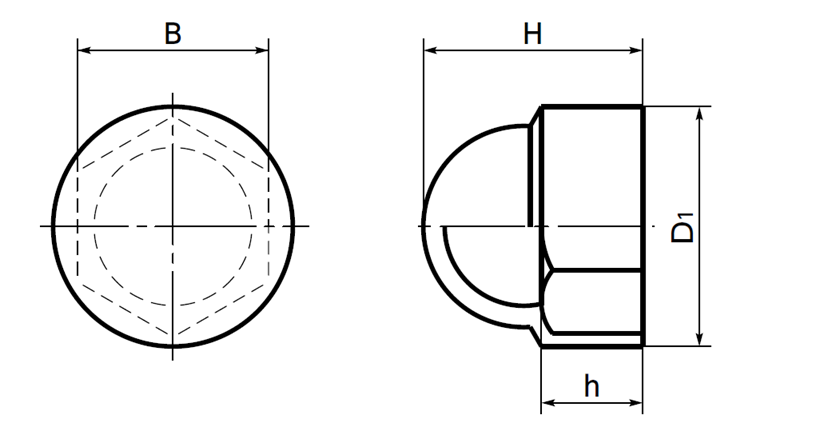 Nắp Chụp Nhựa PE Màu Đen Cho Bulong/Tán Lục Giác M10 NBK Dòng SCH_drawing