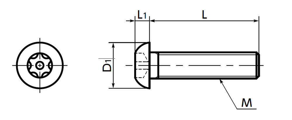 Bulong Hoa Thị Đầu Dù Inox 304 M4x25 NBK Dòng SRBS_drawing