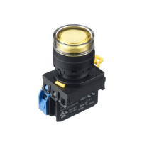 Nút Nhấn IDEC Có Đèn Loại Phẳng Ø22mm 24V AC/DC 1NC YW1L-MF2E01Q4Y Màu Vàng